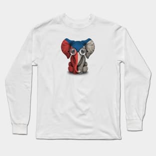 Baby Elephant with Glasses and Czech Flag Long Sleeve T-Shirt